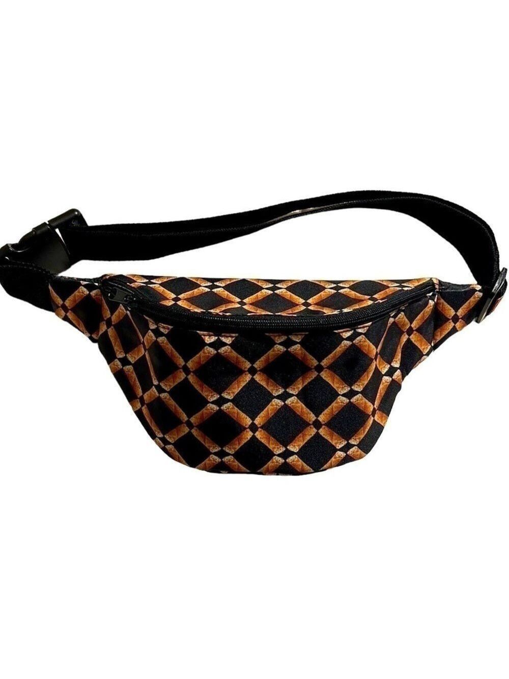 PAGODA Fanny Pack with Insulated Lining Brown and Gold Geo Print